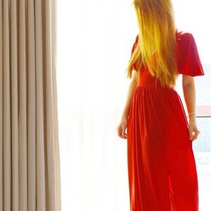 ASOS Red Short Sleeve Maxi Dress